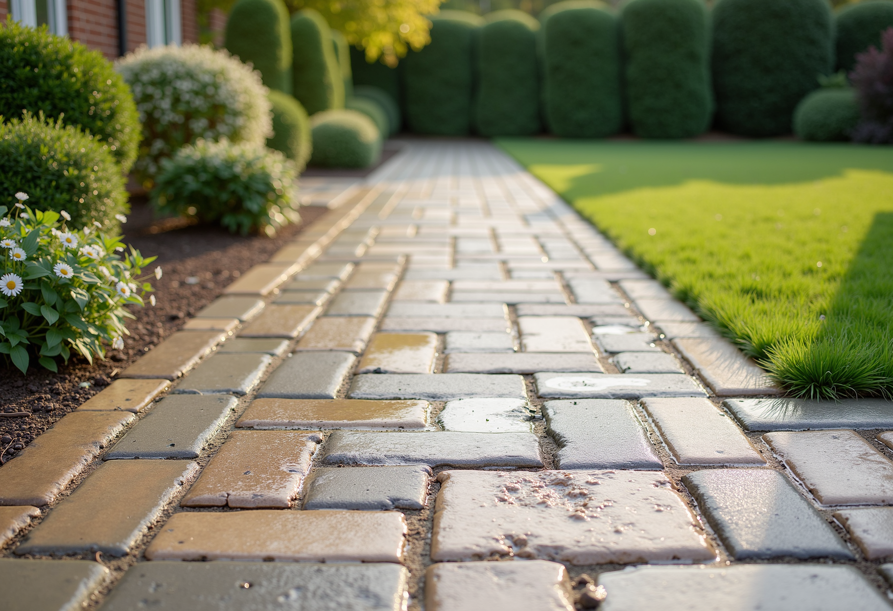 Pressure-washed driveway